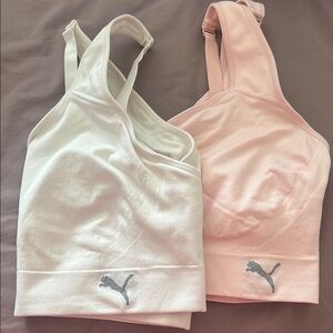 Puma Seamless Forever Better Sports Bras - White & Light Pink